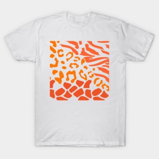 Orange Vibrant Animal Print Pattern T-Shirt